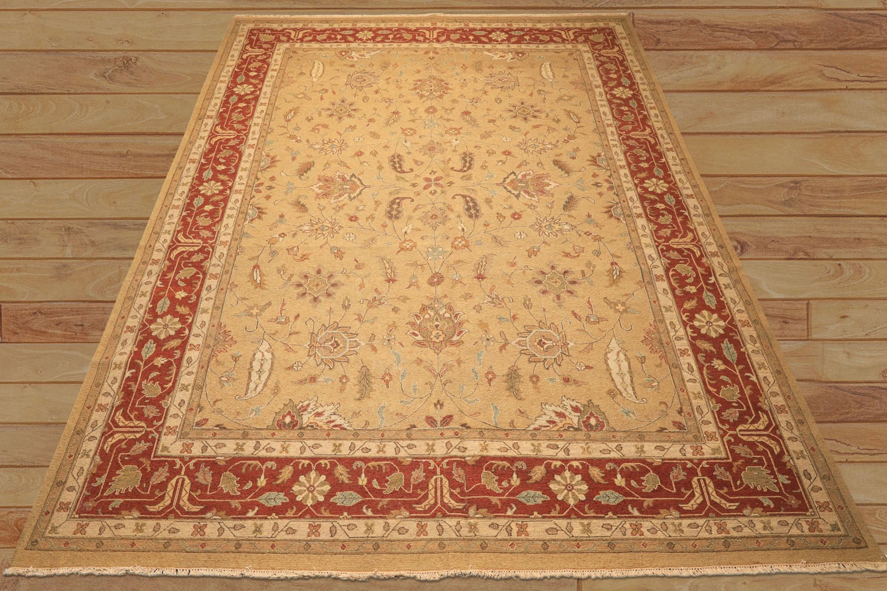 10x14 Tan, Gold, Burnt Orange Color Hand Knotted Soumak Wool Transitional Oriental Rug