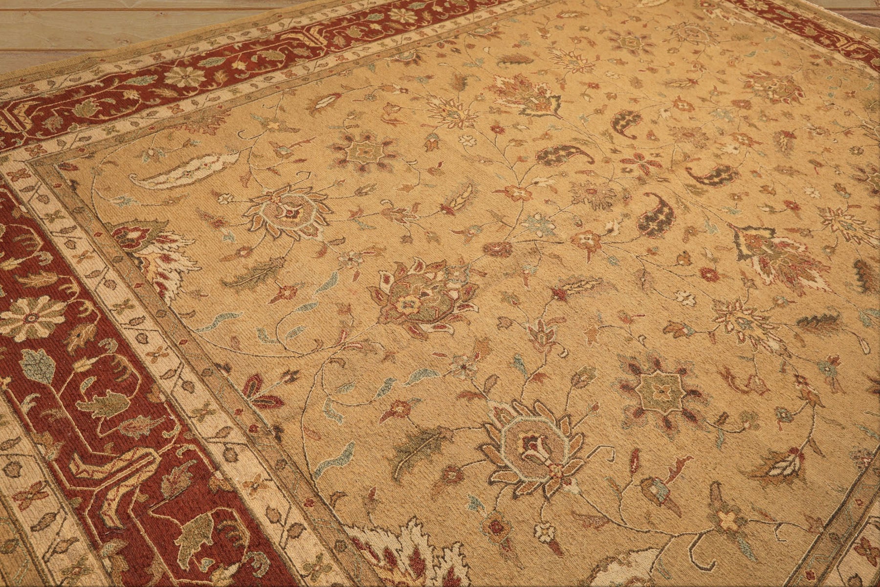 10x14 Tan, Gold, Burnt Orange Color Hand Knotted Soumak Wool Transitional Oriental Rug