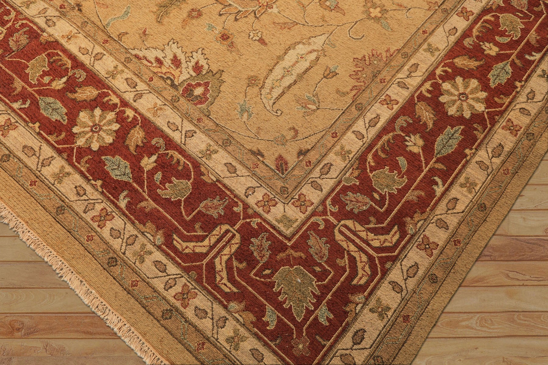 10x14 Tan, Gold, Burnt Orange Color Hand Knotted Soumak Wool Transitional Oriental Rug