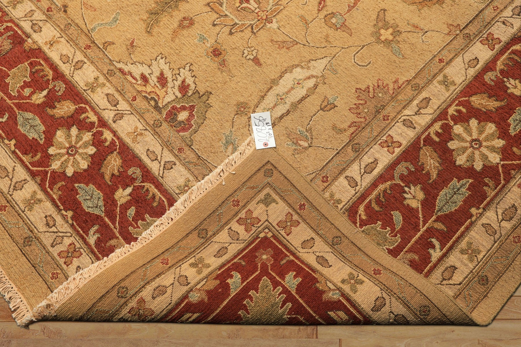10x14 Tan, Gold, Burnt Orange Color Hand Knotted Soumak Wool Transitional Oriental Rug