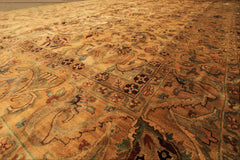 10x14 Light Gold, Brown, Turquoise Color Hand Knotted Oushak New Zealand Wool Transitional Oriental Rug