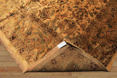 10x14 Light Gold, Brown, Turquoise Color Hand Knotted Oushak New Zealand Wool Transitional Oriental Rug