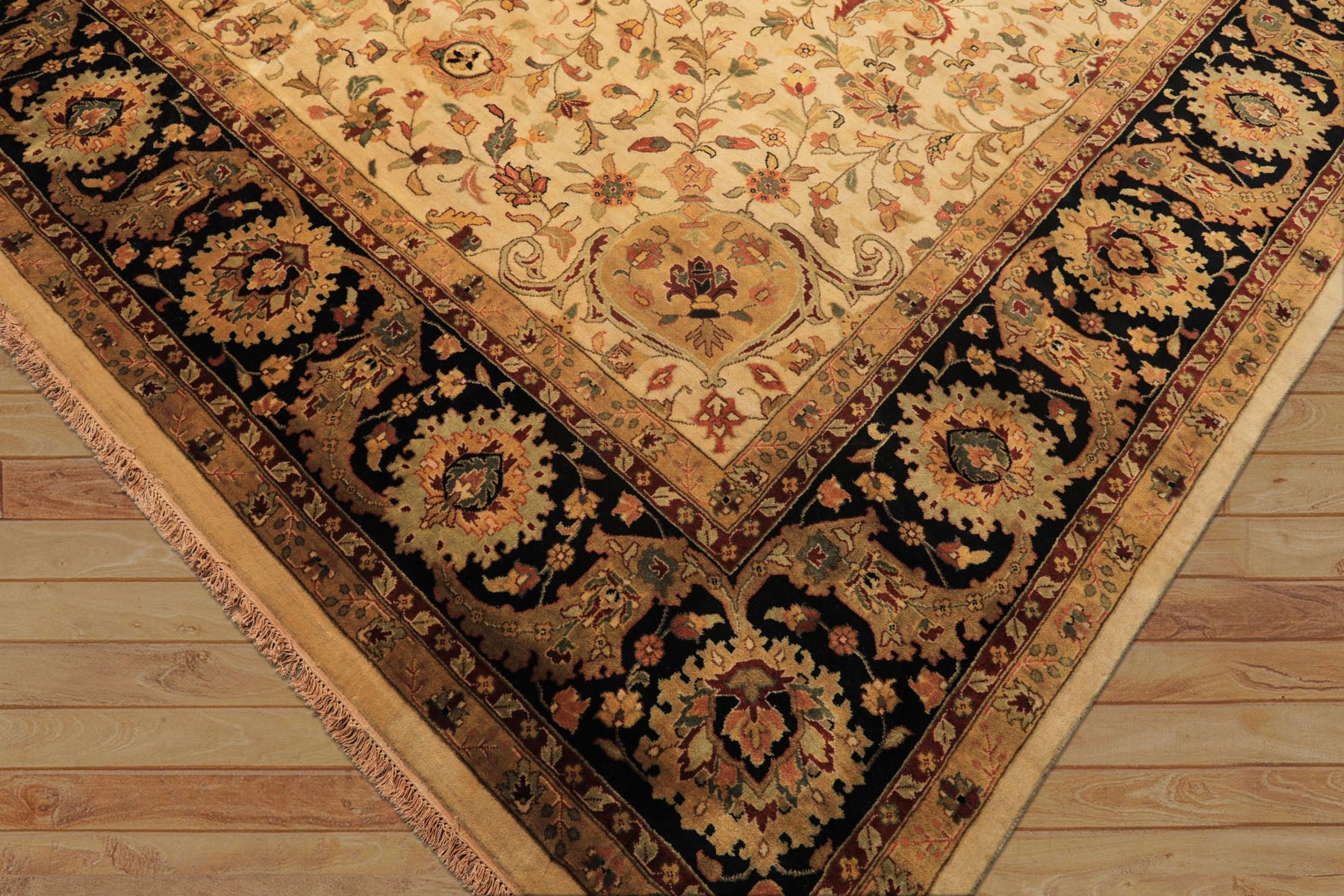 12x18 Beige, Black, Rust Color Hand Knotted Agra New Zealand Wool Traditional Oriental Rug