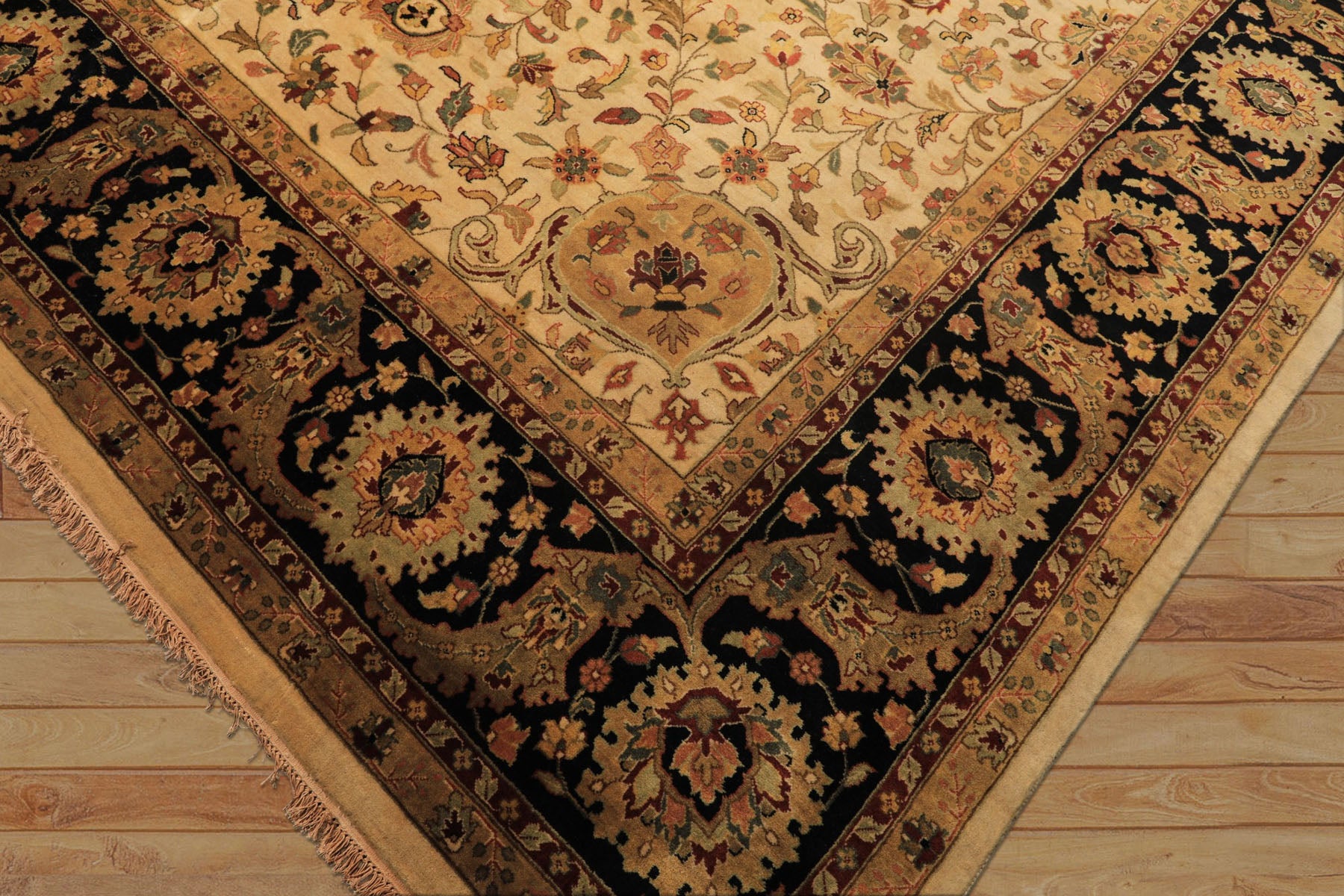 12x18 Beige, Black, Rust Color Hand Knotted Agra New Zealand Wool Traditional Oriental Rug