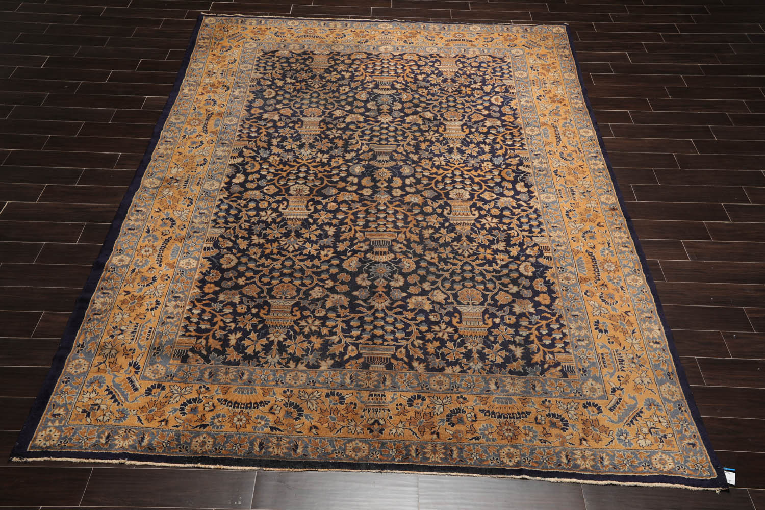 9x12 Navy, Gold, Blue Color Hand Knotted All-Over 100% Wool Traditional-Persian/Oriental Oriental Rug