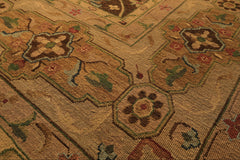 10x14 Brown, Moss, Gold Color Hand Knotted Soumak Wool Transitional Oriental Rug