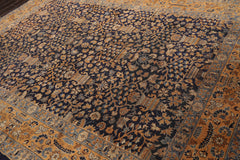 9x12 Navy, Gold, Blue Color Hand Knotted All-Over 100% Wool Traditional-Persian/Oriental Oriental Rug