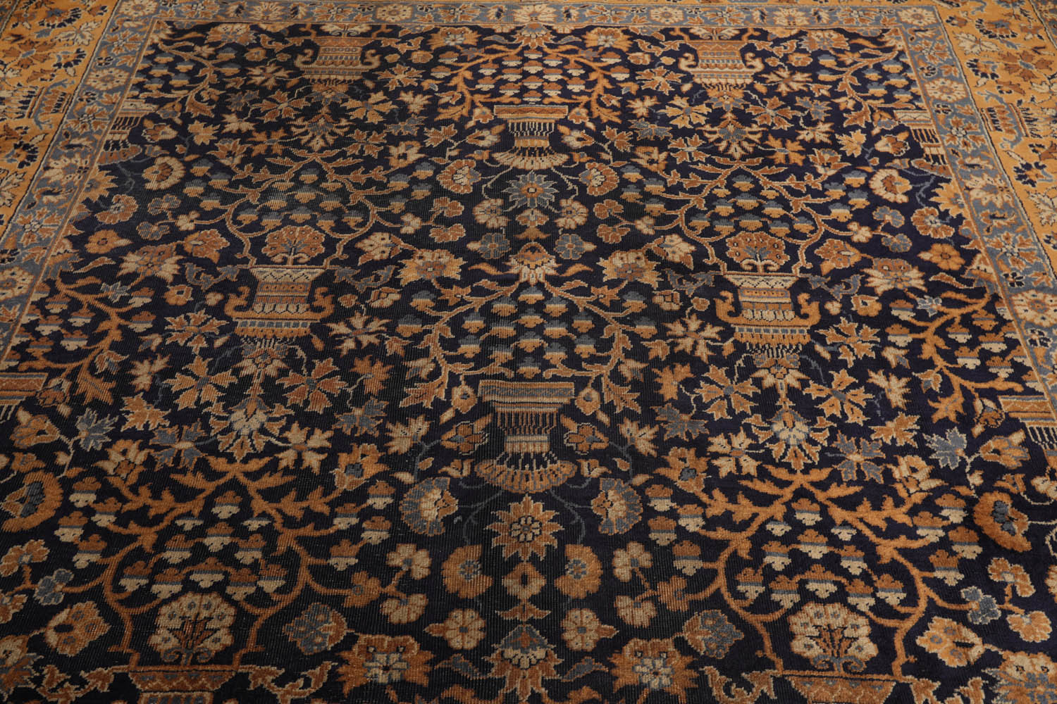9x12 Navy, Gold, Blue Color Hand Knotted All-Over 100% Wool Traditional-Persian/Oriental Oriental Rug