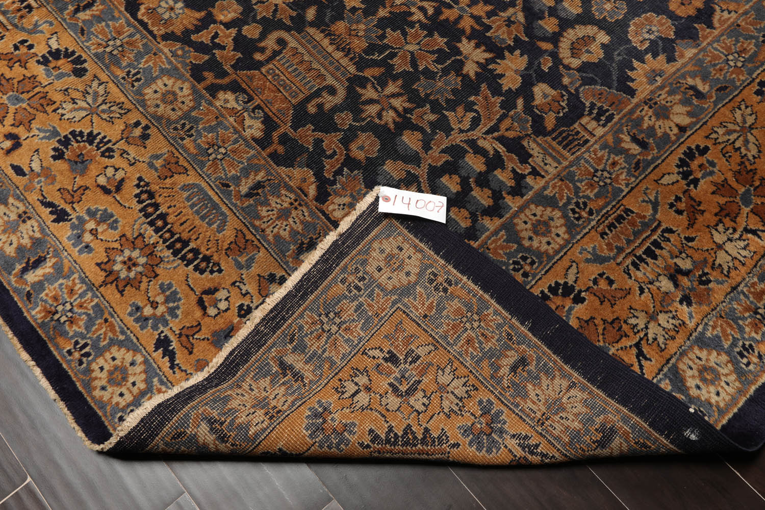 9x12 Navy, Gold, Blue Color Hand Knotted All-Over 100% Wool Traditional-Persian/Oriental Oriental Rug