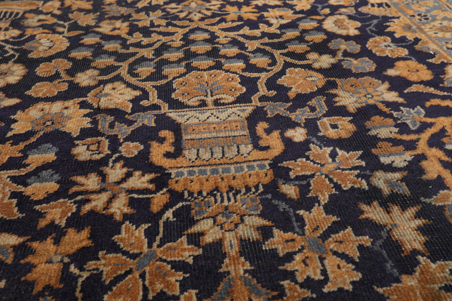 9x12 Navy, Gold, Blue Color Hand Knotted All-Over 100% Wool Traditional-Persian/Oriental Oriental Rug