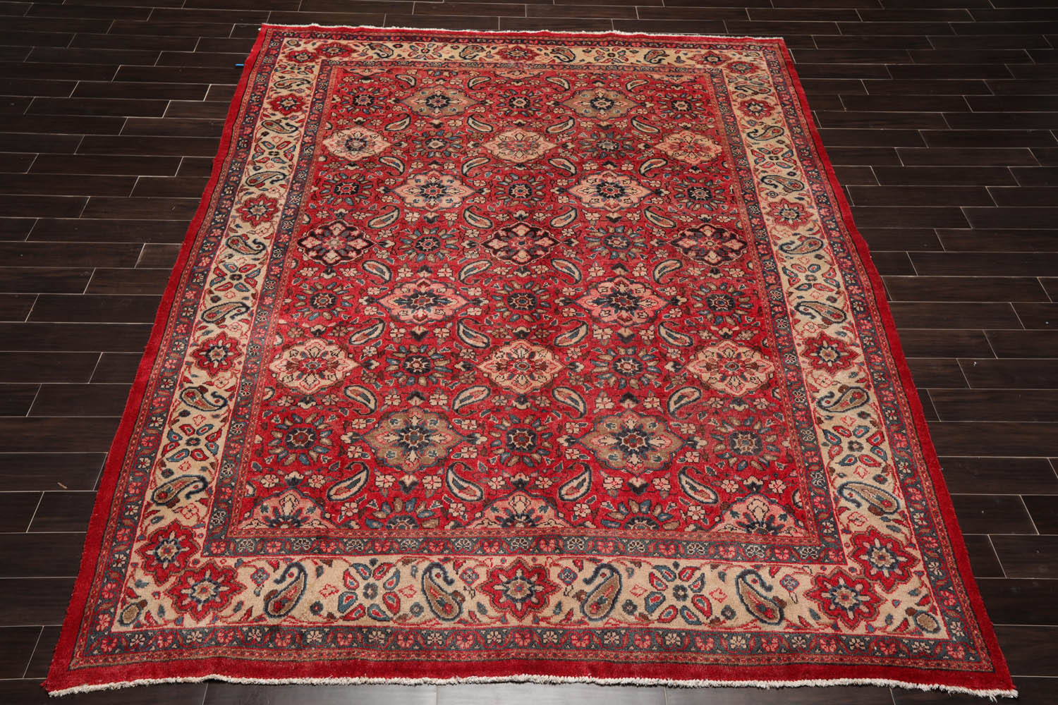 9x12 Red, Rust, Beige Color Hand Knotted All-Over 100% Wool Traditional-Persian/Oriental Oriental Rug