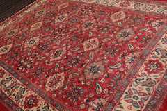 9x12 Red, Rust, Beige Color Hand Knotted All-Over 100% Wool Traditional-Persian/Oriental Oriental Rug