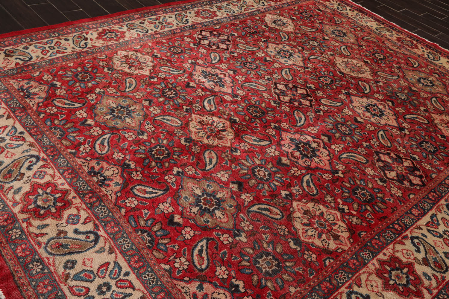 9x12 Red, Rust, Beige Color Hand Knotted All-Over 100% Wool Traditional-Persian/Oriental Oriental Rug