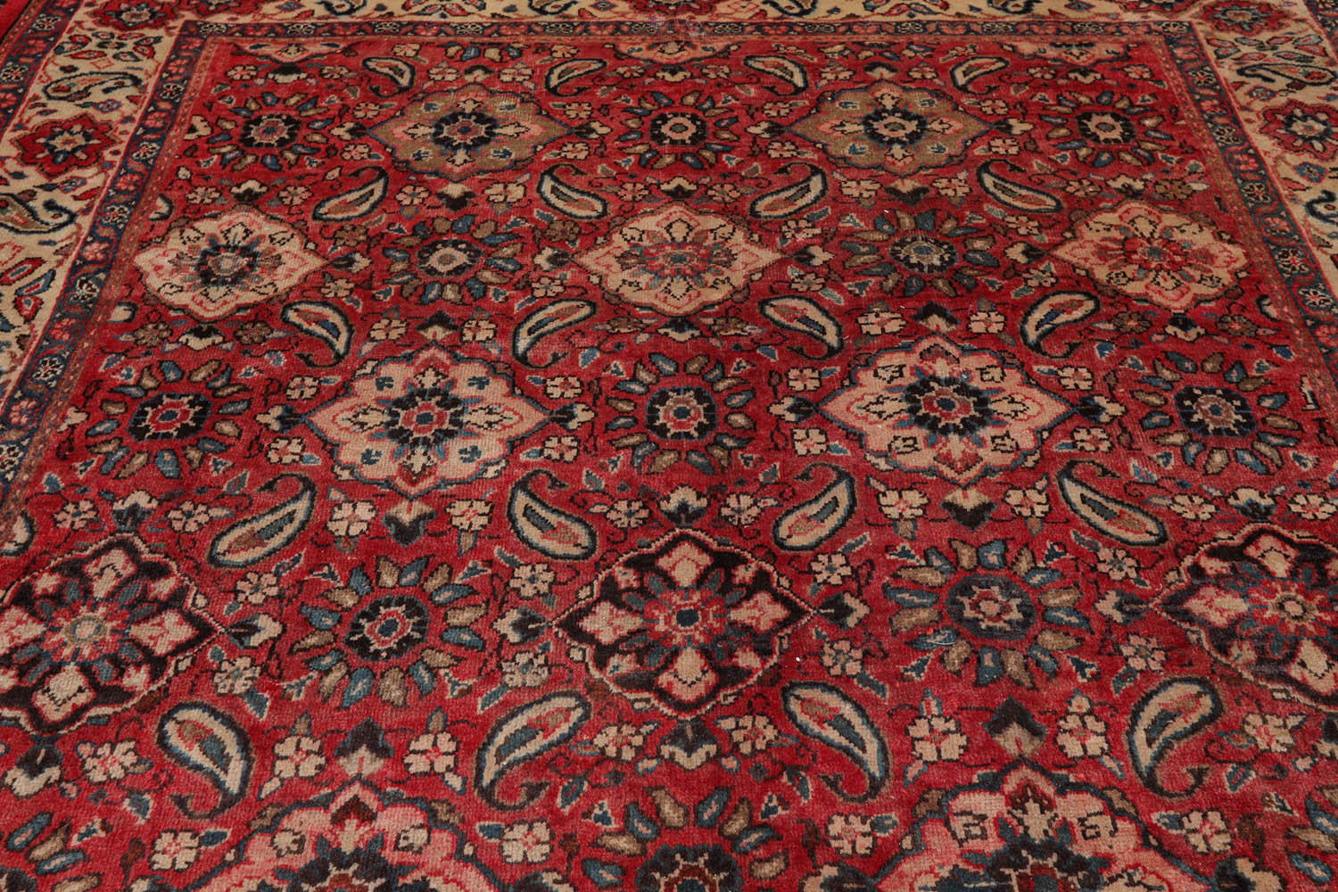 9x12 Red, Rust, Beige Color Hand Knotted All-Over 100% Wool Traditional-Persian/Oriental Oriental Rug