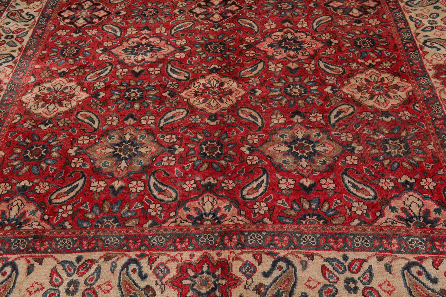 9x12 Red, Rust, Beige Color Hand Knotted All-Over 100% Wool Traditional-Persian/Oriental Oriental Rug