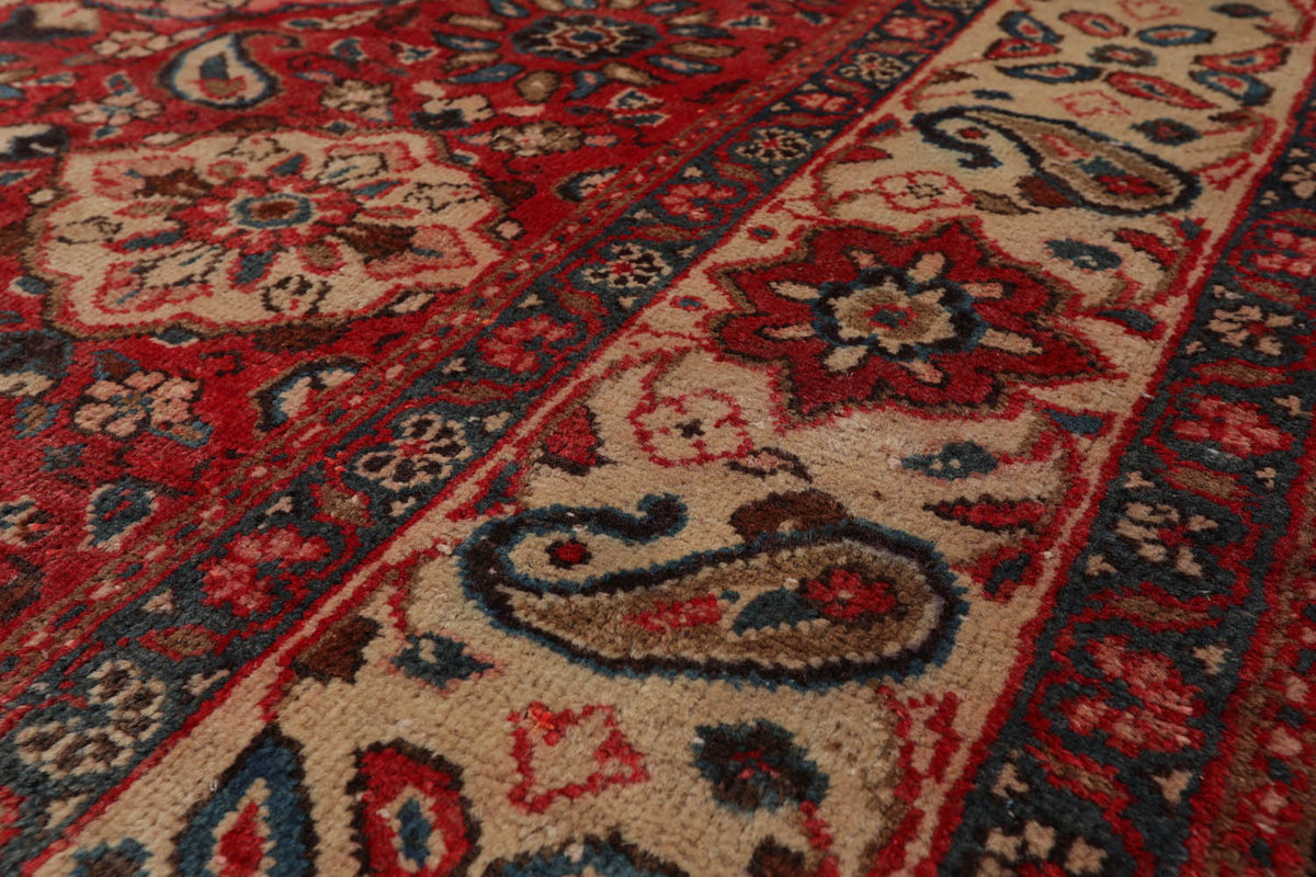 9x12 Red, Rust, Beige Color Hand Knotted All-Over 100% Wool Traditional-Persian/Oriental Oriental Rug