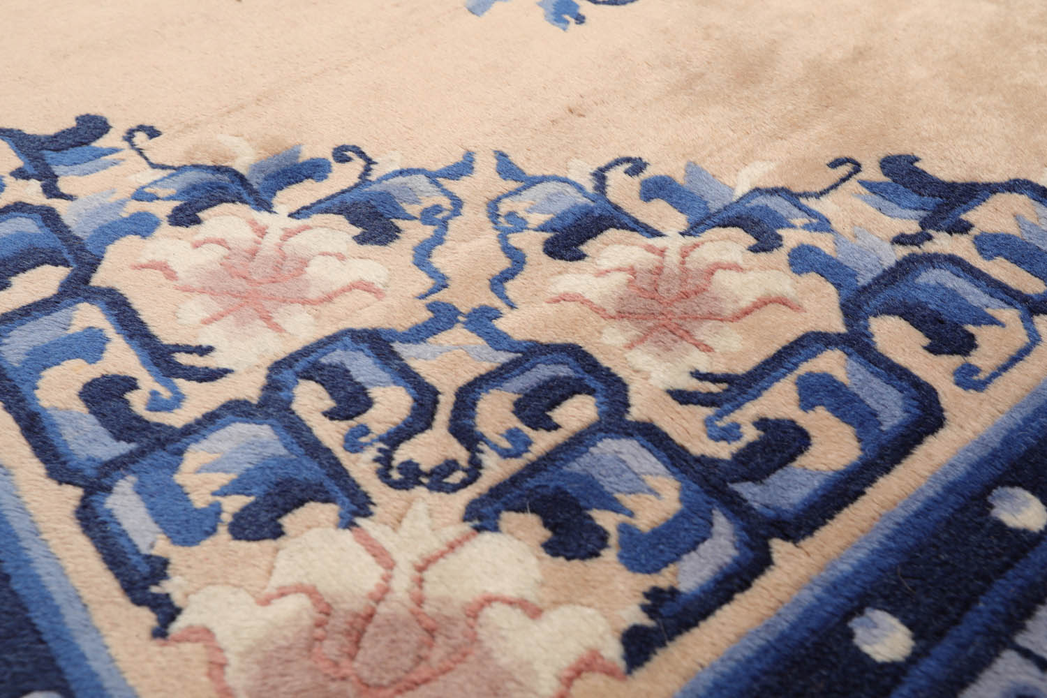 6x9 Beige, Navy, Rose Color Hand Knotted All-Over 100% Wool Traditional-Persian/Oriental Oriental Rug
