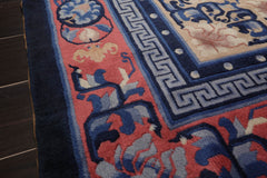 6x9 Beige, Navy, Rose Color Hand Knotted All-Over 100% Wool Traditional-Persian/Oriental Oriental Rug