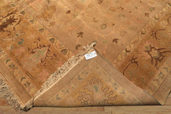 Palace Tan, Gold, Turquoise Color Hand Knotted Oushak Wool Transitional Oriental Rug