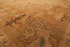 Palace Tan, Gold, Turquoise Color Hand Knotted Oushak Wool Transitional Oriental Rug