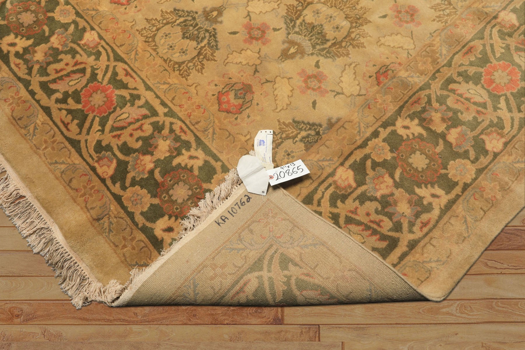 9x13 Beige, Moss, Sage Color Hand Knotted Oushak Wool Transitional Oriental Rug