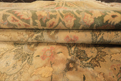 9x13 Beige, Moss, Sage Color Hand Knotted Oushak Wool Transitional Oriental Rug