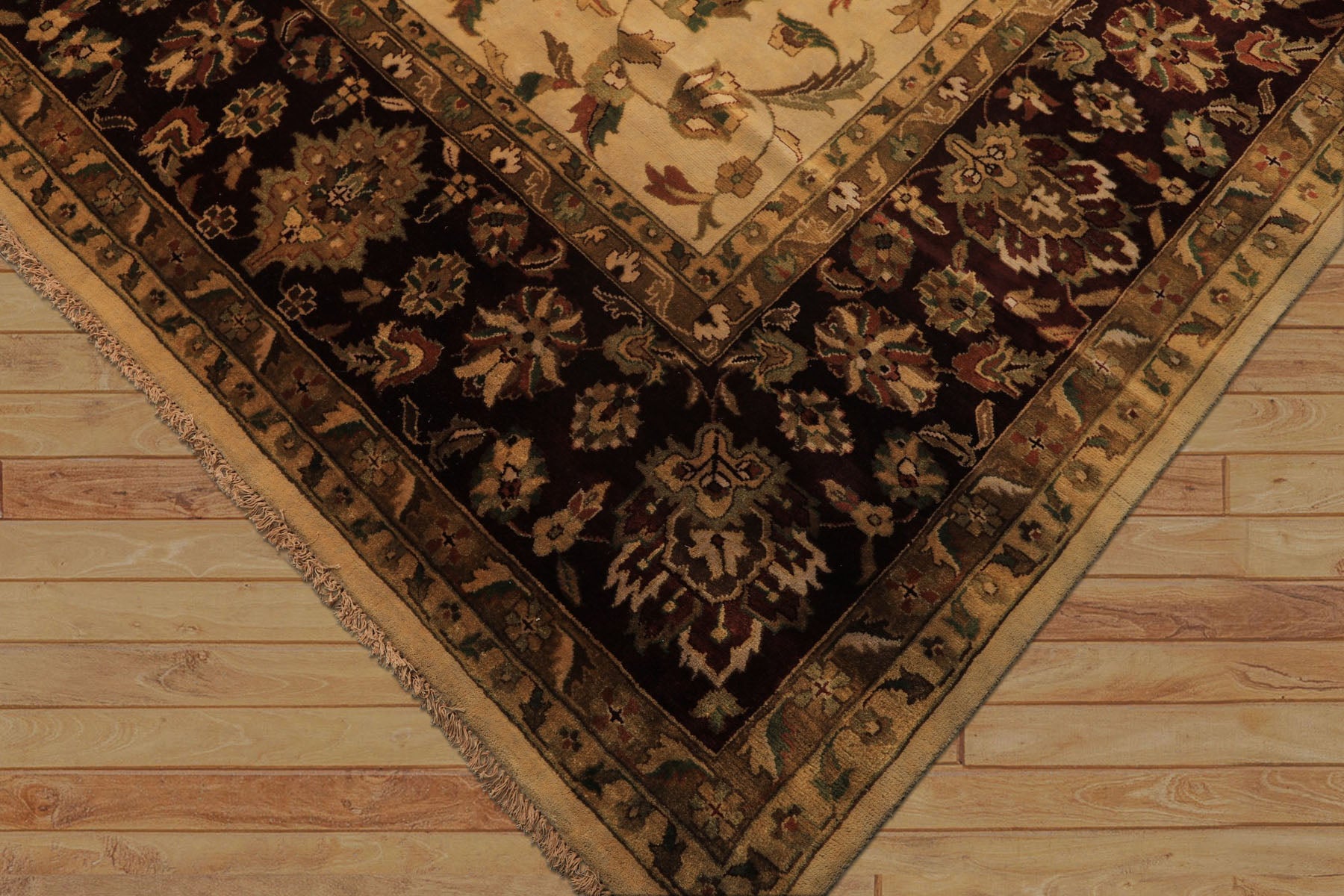 12x18 Beige, Maroon, Sage Color Hand Knotted Agra New Zealand Wool Traditional Oriental Rug