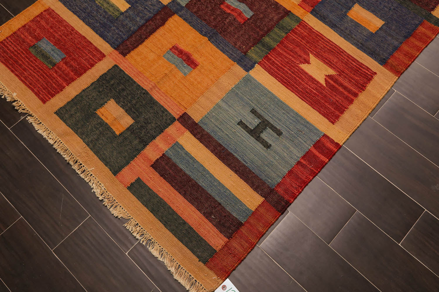 4x6 Rust, Gold, Green Color Hand Woven All-Over 100% Wool Contemporary Oriental Rug