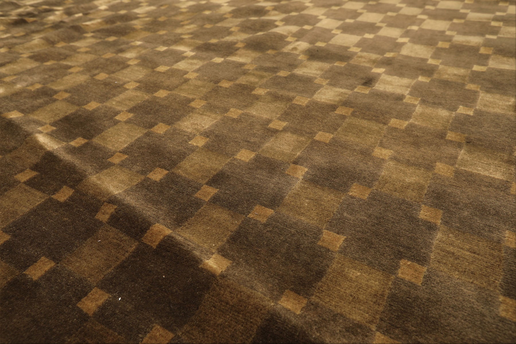 10x14 Tan, Olive, Green Color Hand Knotted Tibetan New Zealand Wool Transitional Oriental Rug