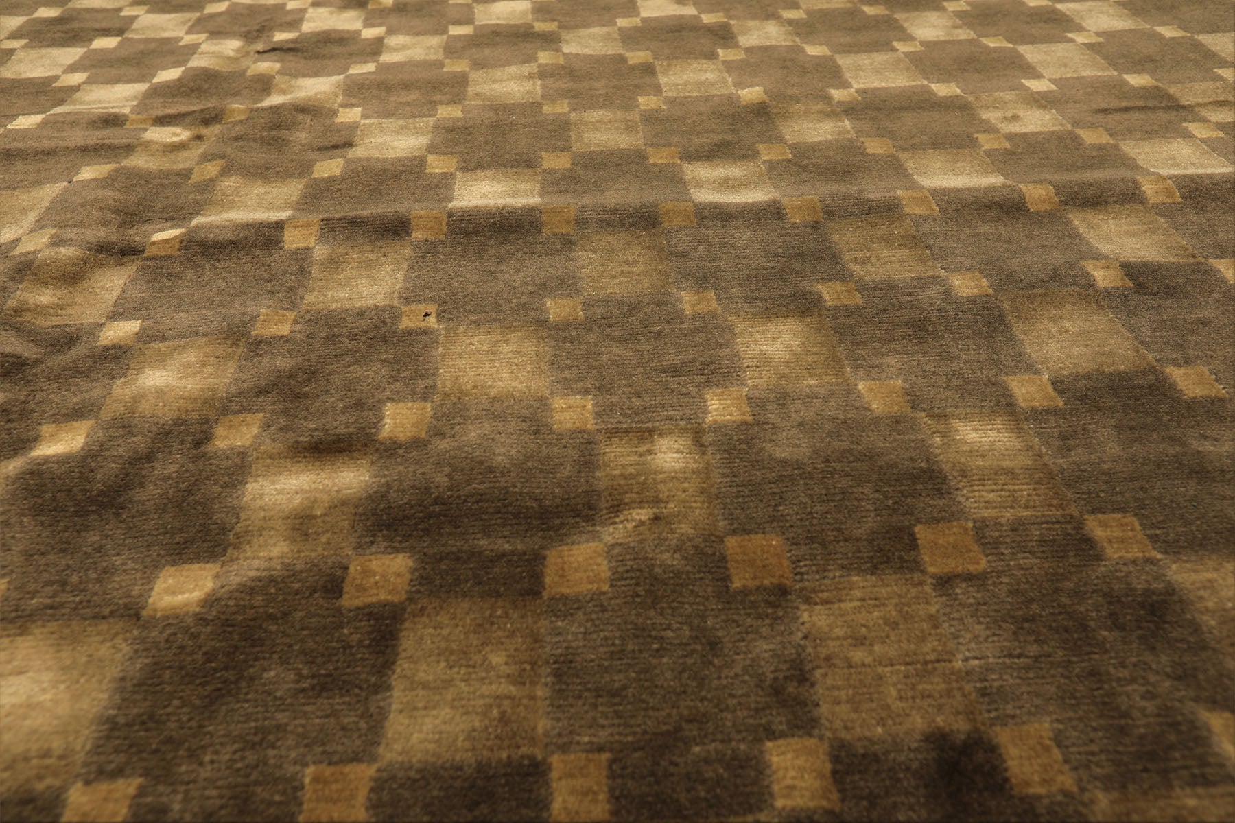 10x14 Tan, Olive, Green Color Hand Knotted Tibetan New Zealand Wool Transitional Oriental Rug