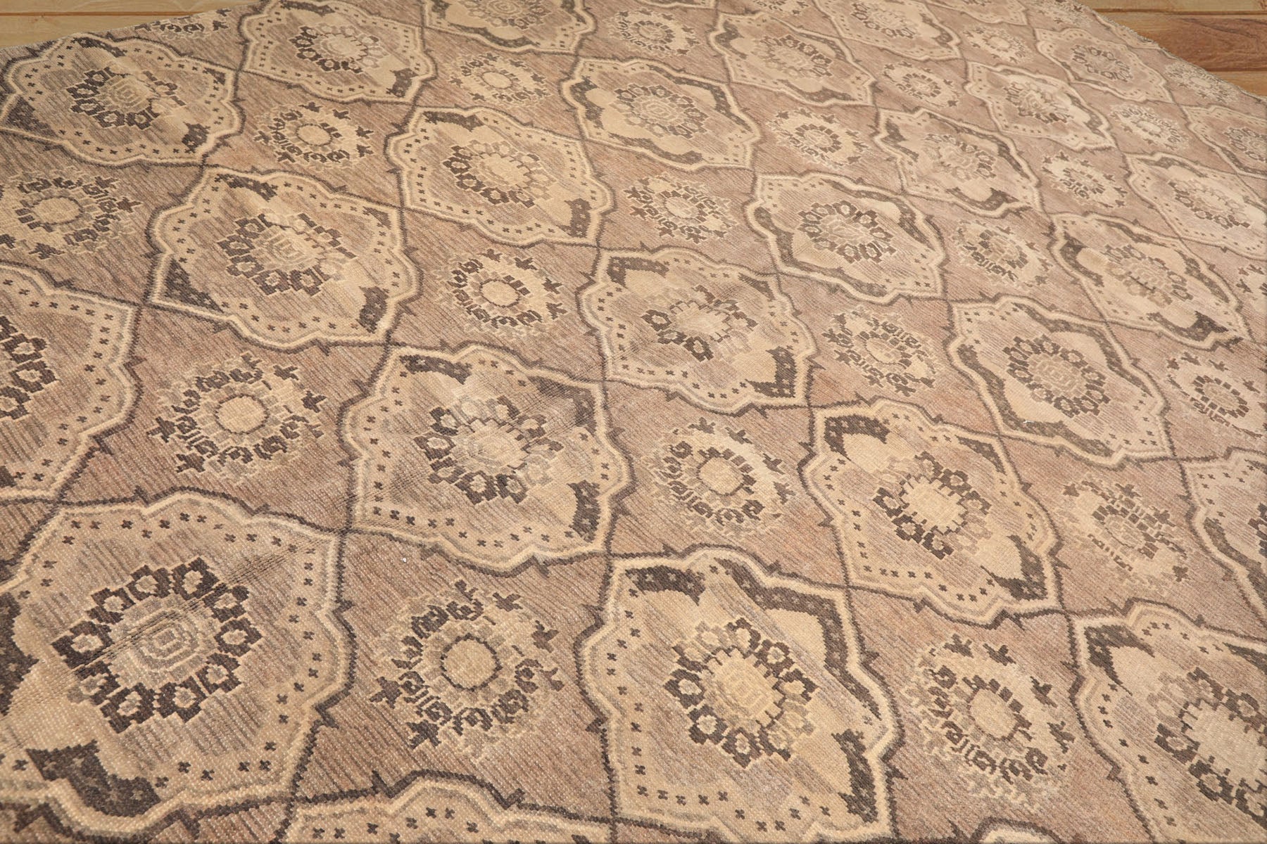 9x13 Taupe, Beige, Brown Color Hand Knotted Oushak Wool Transitional Oriental Rug