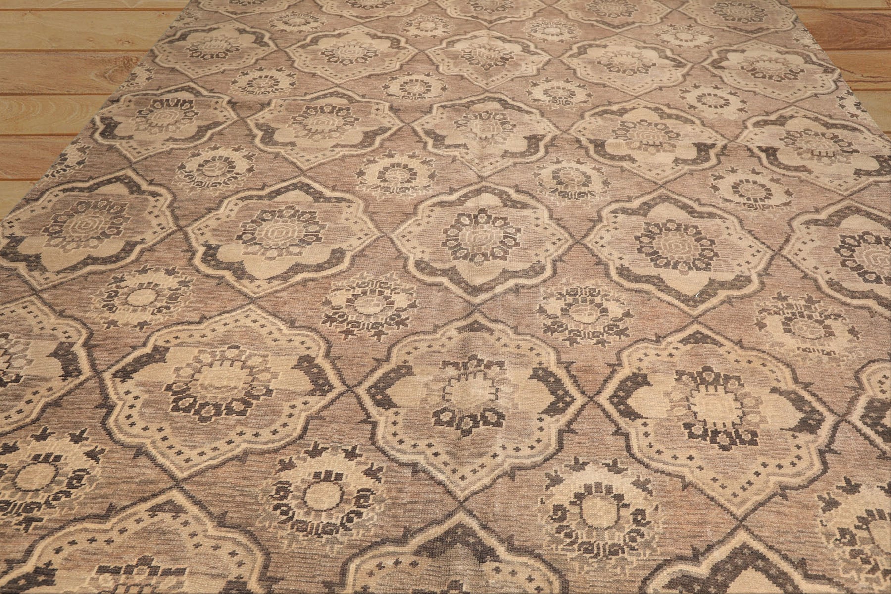 9x13 Taupe, Beige, Brown Color Hand Knotted Oushak Wool Transitional Oriental Rug