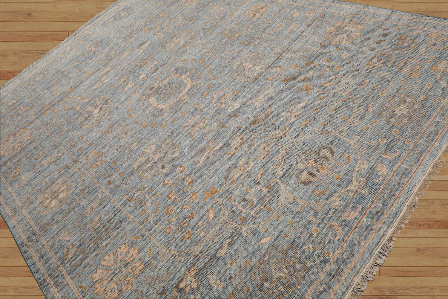 8x10 Blue, Beige, Tan Color Hand Woven Oushak Wool Traditional Oriental Rug