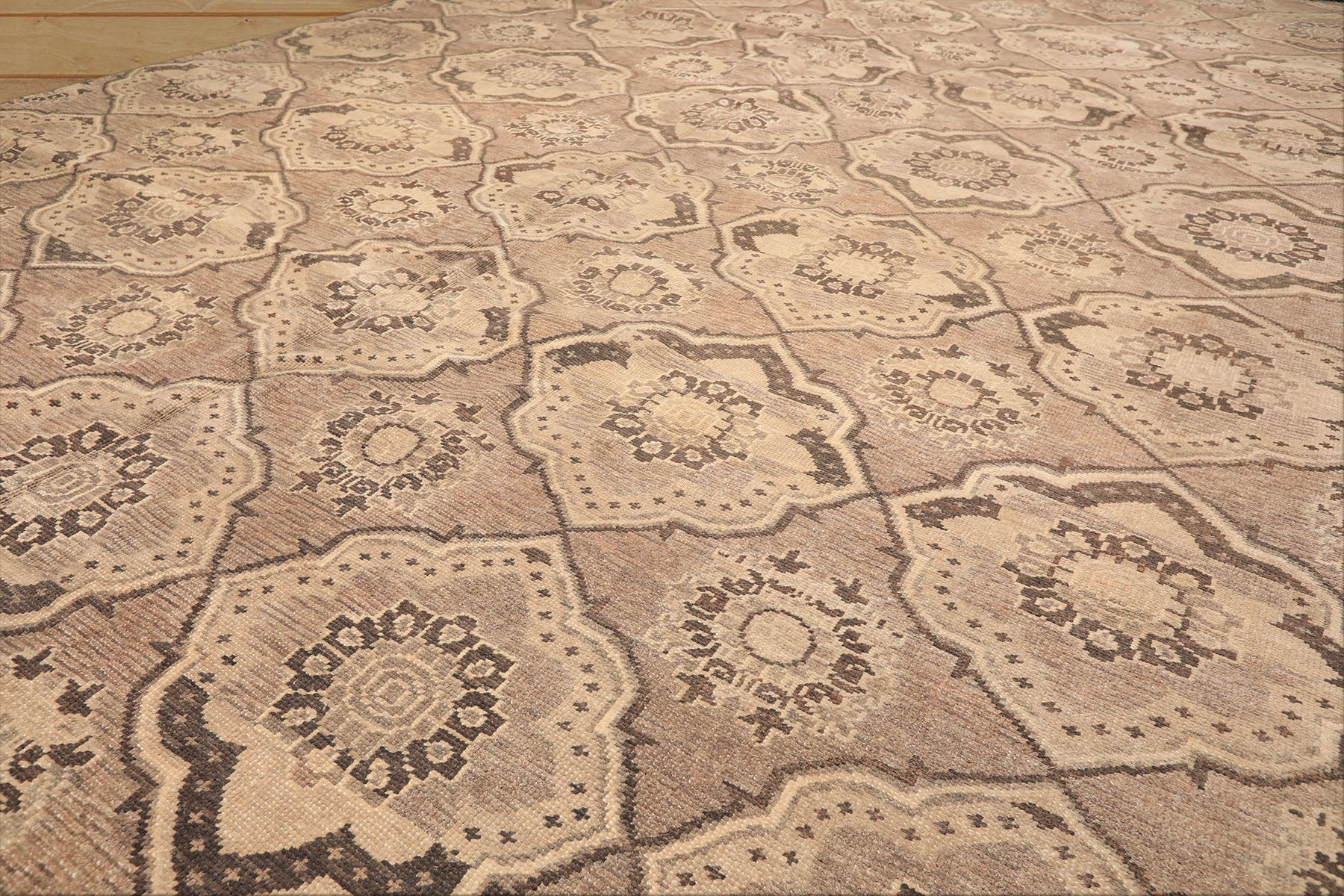 9x13 Taupe, Beige, Brown Color Hand Knotted Oushak Wool Transitional Oriental Rug