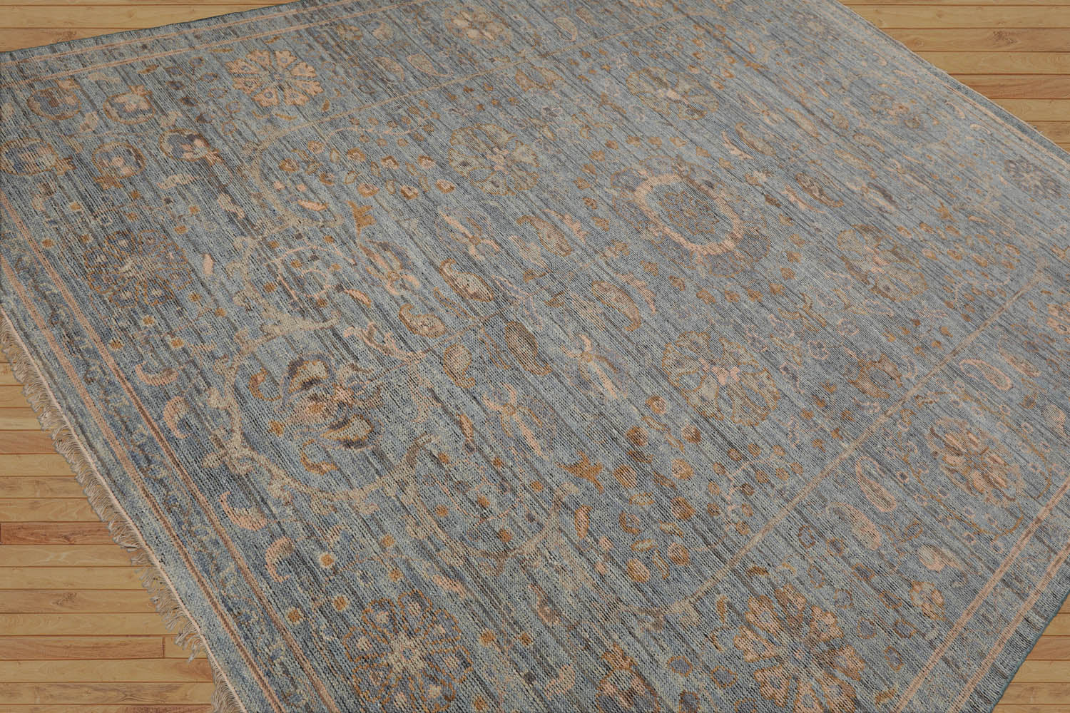 8x10 Blue, Beige, Tan Color Hand Woven Oushak Wool Traditional Oriental Rug