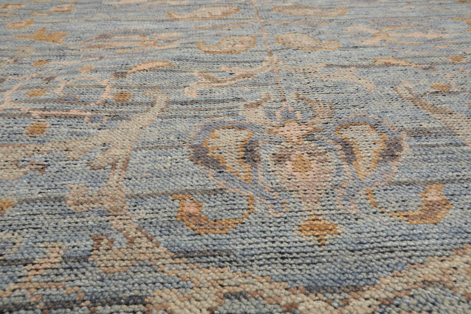 8x10 Blue, Beige, Tan Color Hand Woven Oushak Wool Traditional Oriental Rug