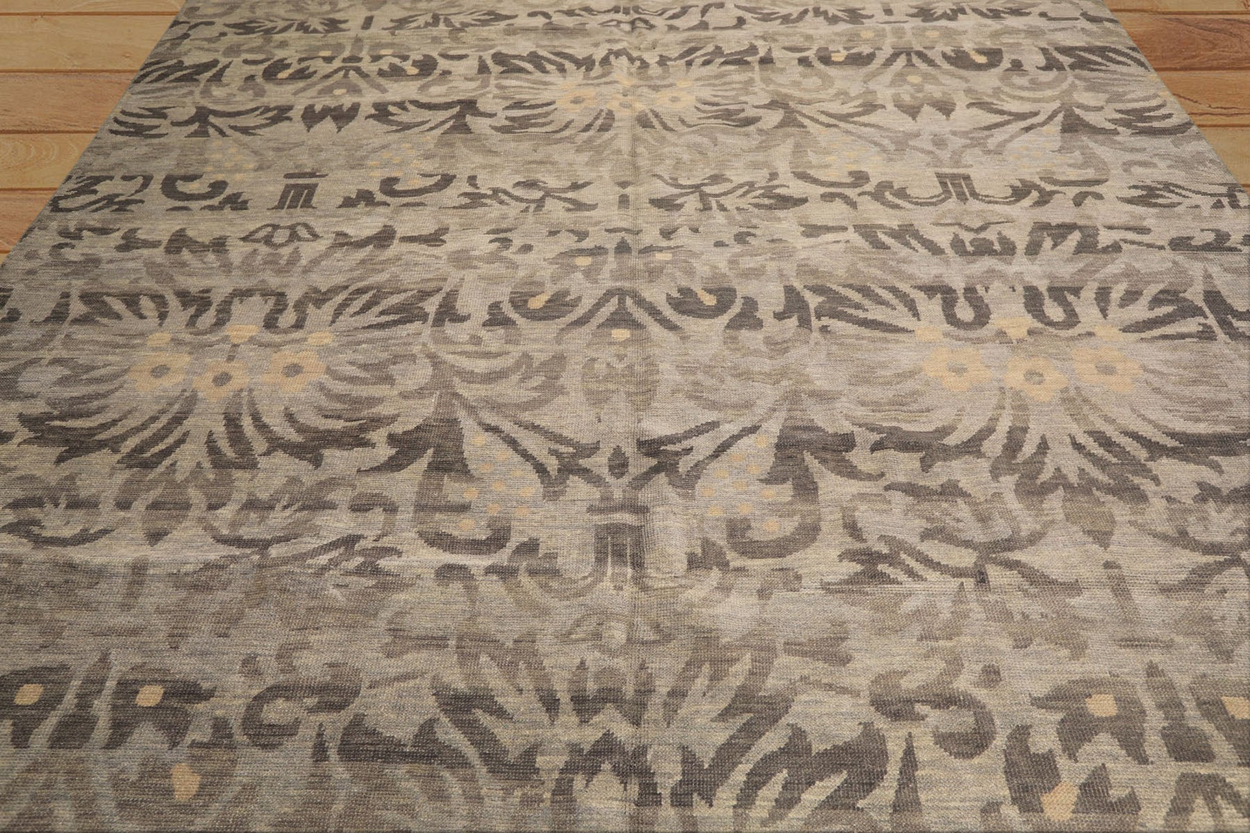 Multi Size Silver Beige Gray Color Hand Knotted Oushak Wool Transitional Oriental Rug