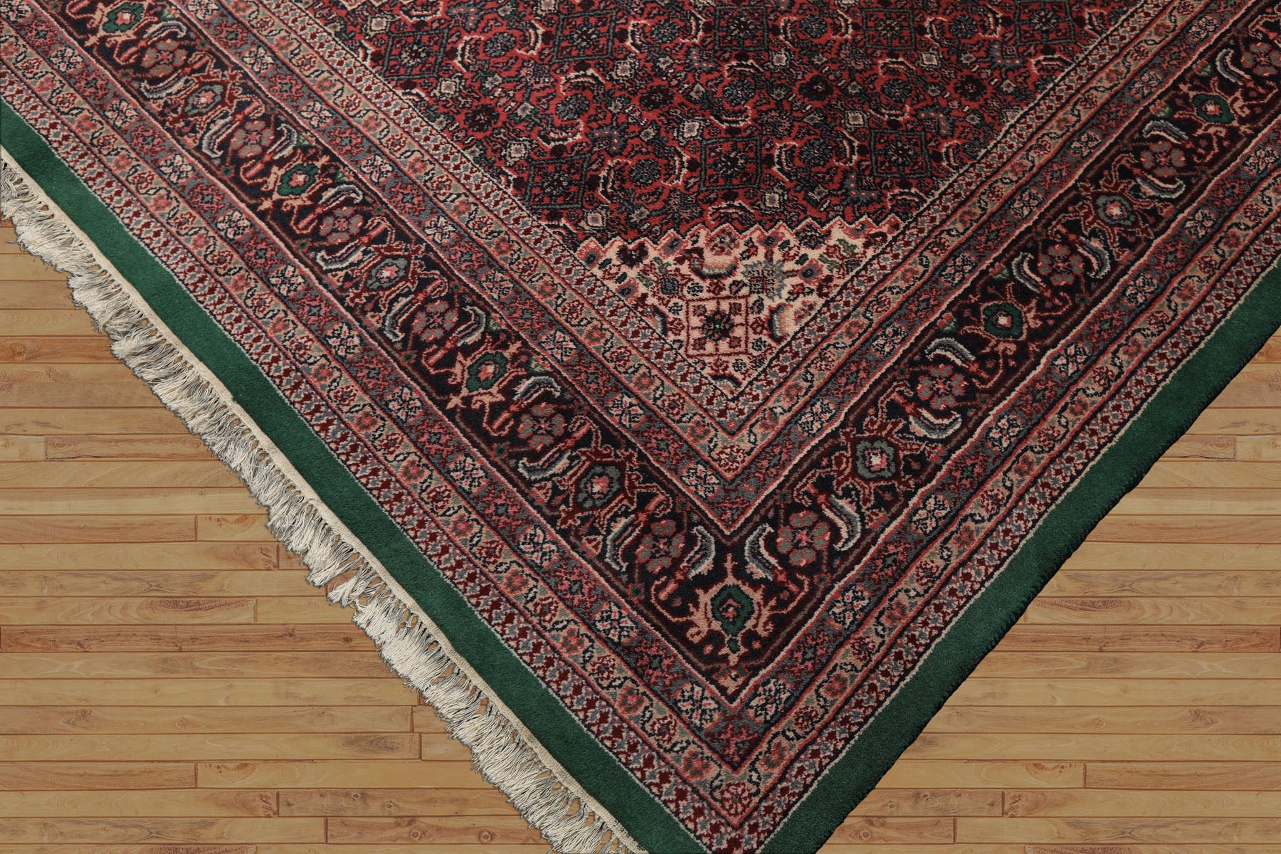 8x10 Emerald, Pink, Ivory Color Hand Knotted Tabriz Wool Traditional Oriental Rug