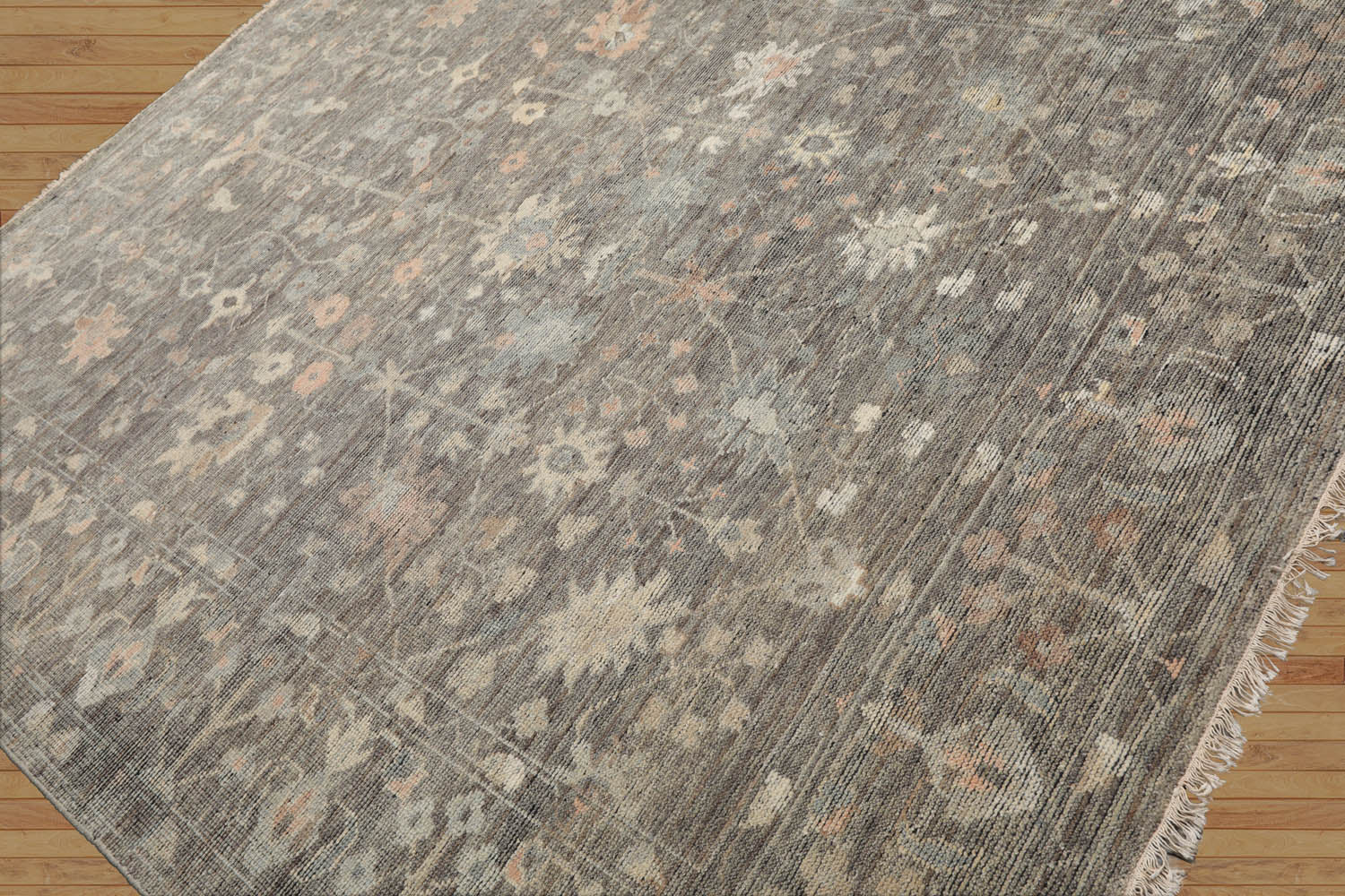 8x10 Gray, Beige, Pale Blue Color Hand Knotted Oushak Wool Traditional Oriental Rug