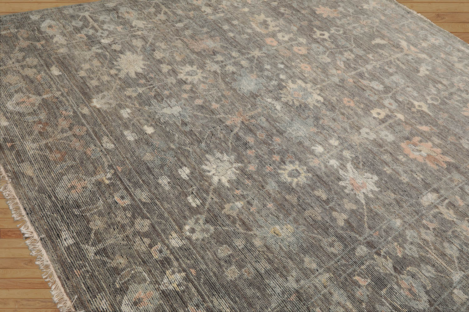 8x10 Gray, Beige, Pale Blue Color Hand Knotted Oushak Wool Traditional Oriental Rug