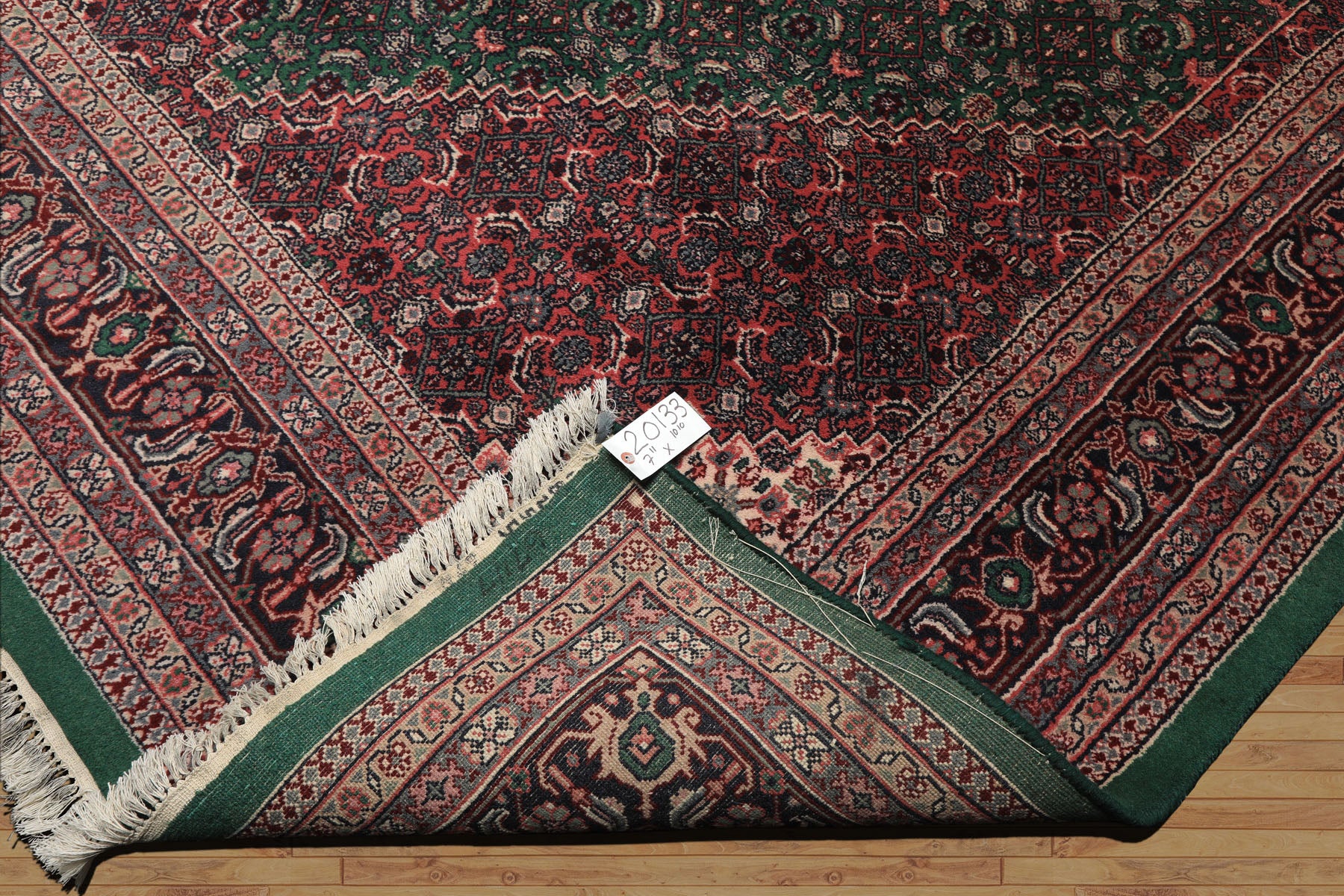 8x10 Emerald, Pink, Ivory Color Hand Knotted Tabriz Wool Traditional Oriental Rug