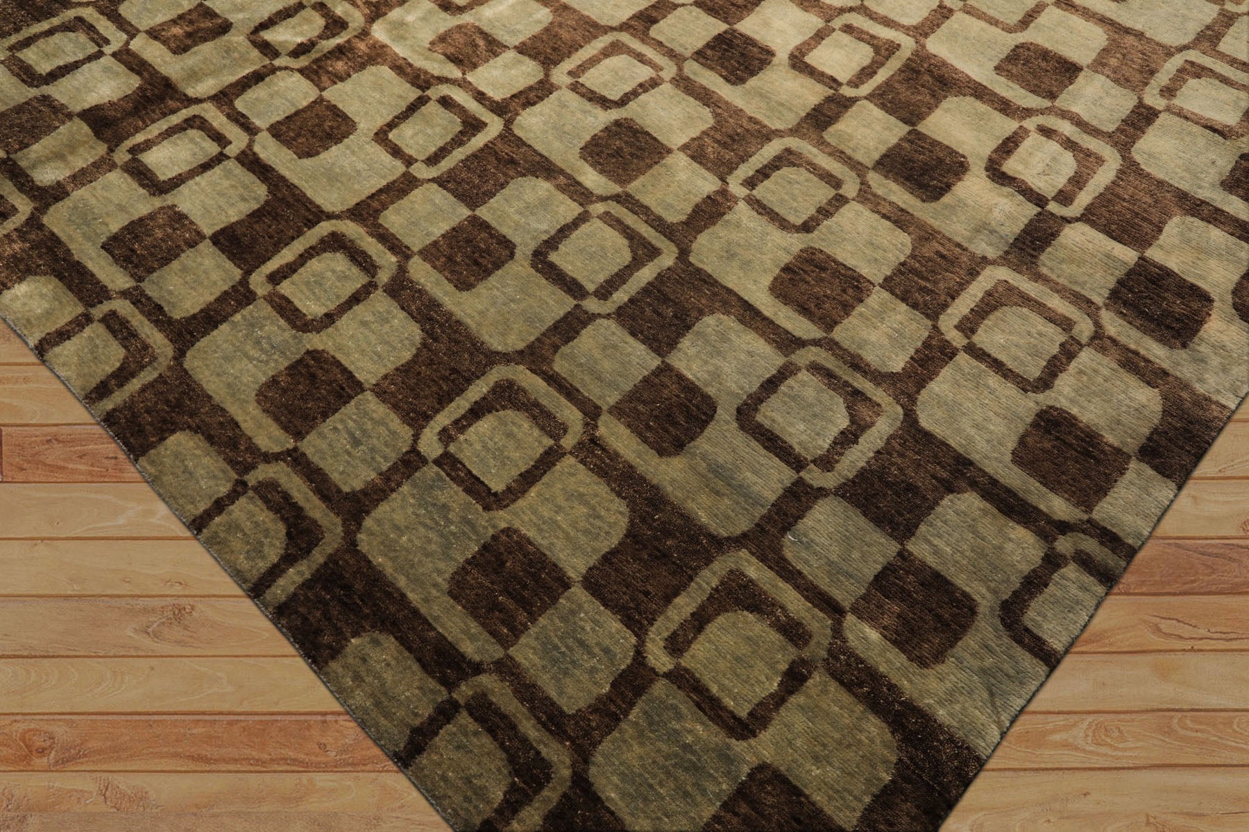 10x14 Seafoam, Brown, Color Hand Knotted Tibetan New Zealand Wool Transitional Oriental Rug
