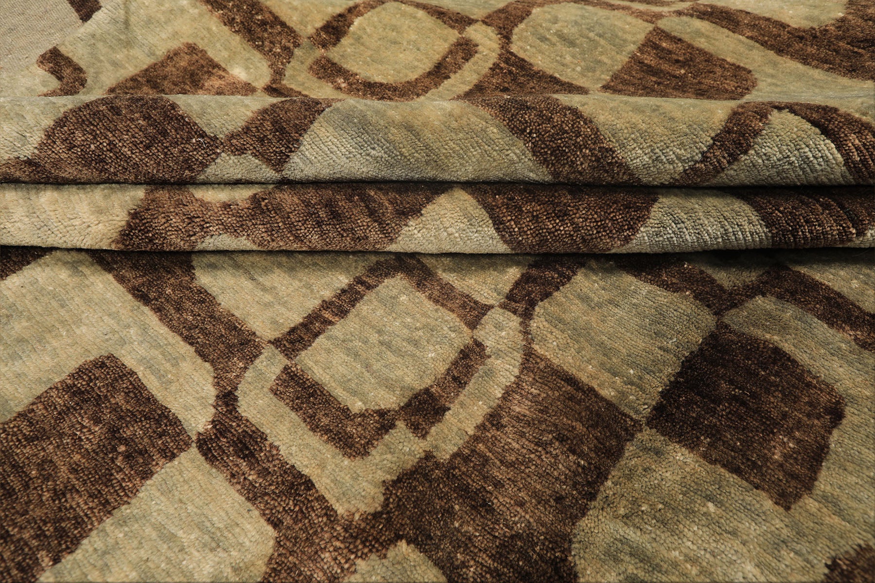 10x14 Seafoam, Brown, Color Hand Knotted Tibetan New Zealand Wool Transitional Oriental Rug