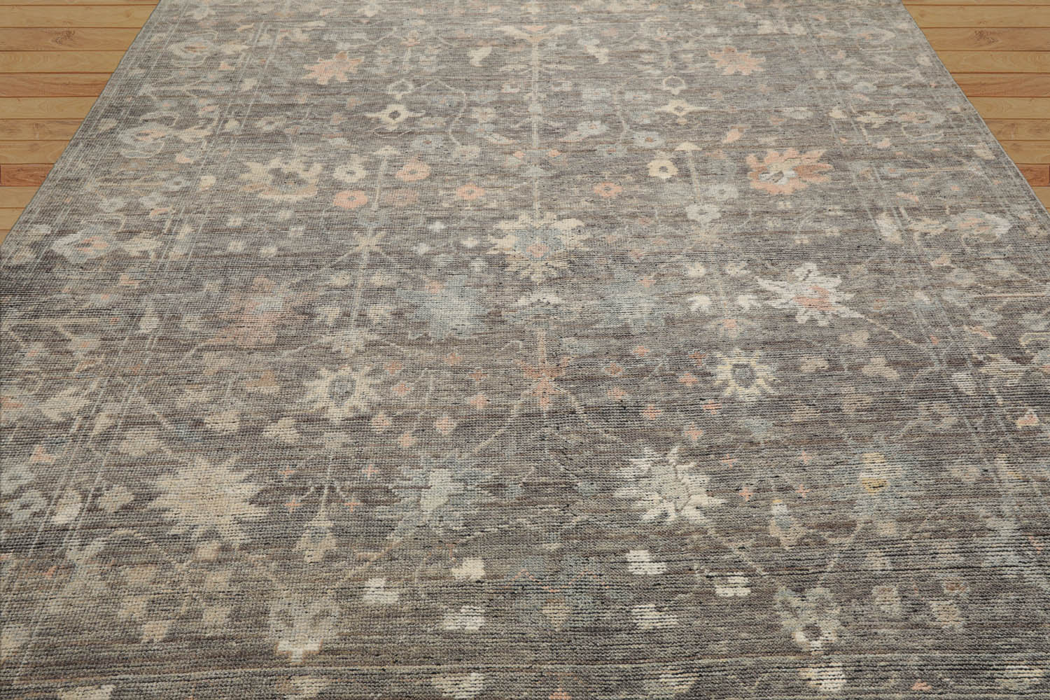 8x10 Gray, Beige, Pale Blue Color Hand Knotted Oushak Wool Traditional Oriental Rug