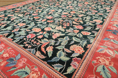 10x14 Emerald, Pink, Rose Color Hand Knotted Sino Persian Wool & Silk Traditional Oriental Rug