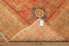 9x12 Burnt Orange, Gold, Celadone Color Hand Knotted Cairene Mamluk Wool Traditional Oriental Rug