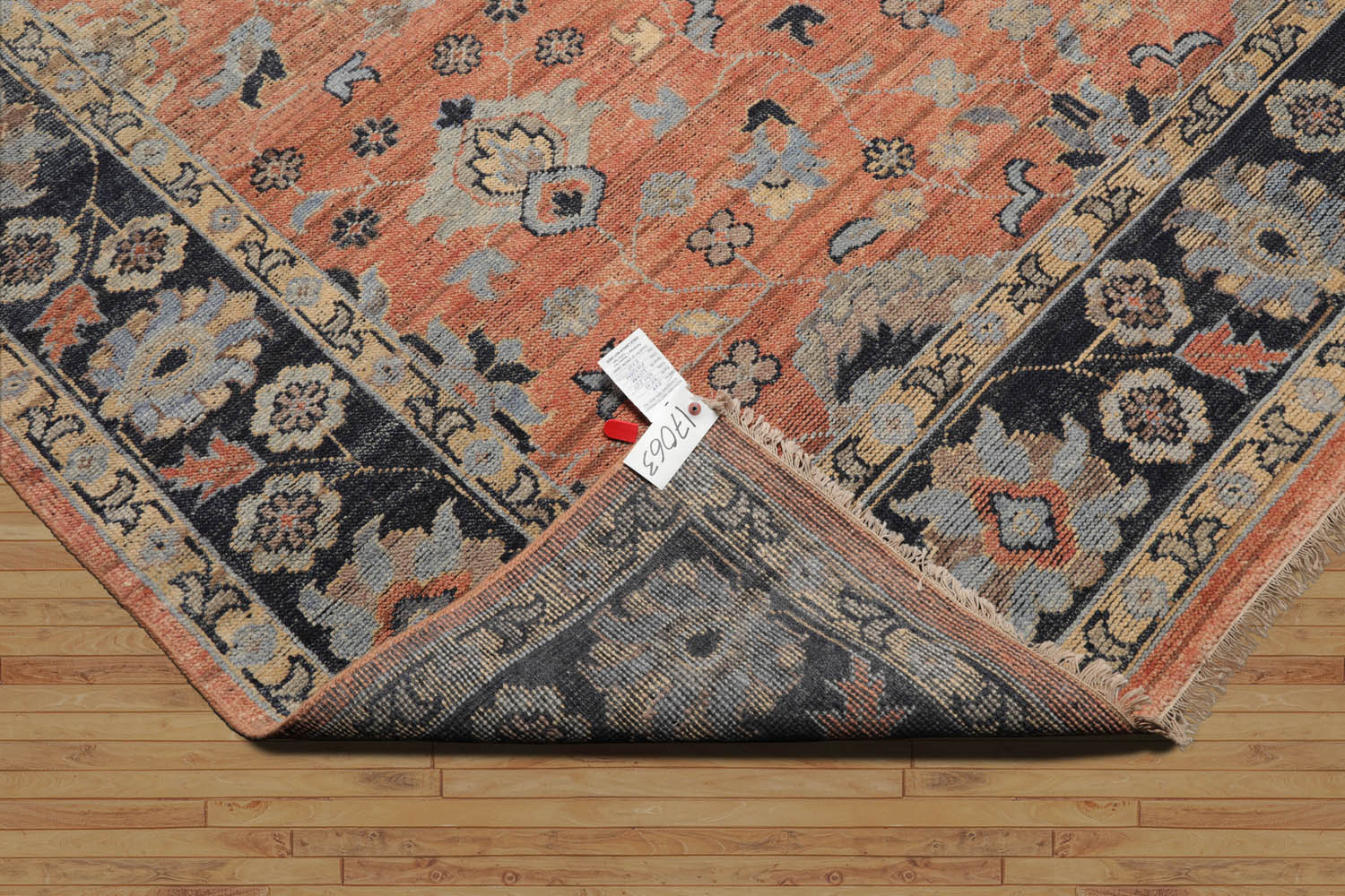 8x10 Rust, Blue, Tan Color Hand Knotted Oushak Wool Traditional Oriental Rug