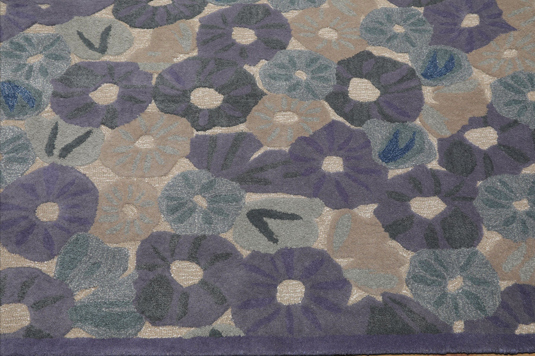 Frausto Multi Size Contemporary Botanical Denim Wool and Faux Silk LoomBloom Hand Tufted Oriental Style Rug