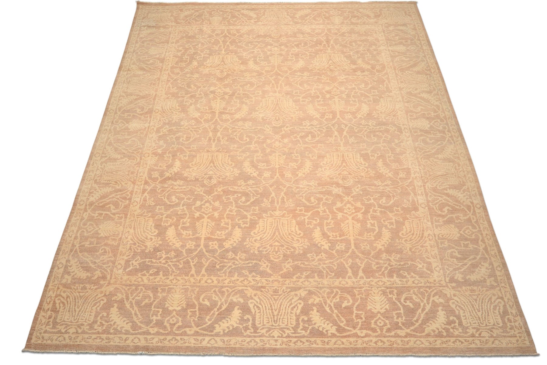 9x12 Tan, Ivory, Color Hand Knotted Peshawar Wool Transitional Oriental Rug