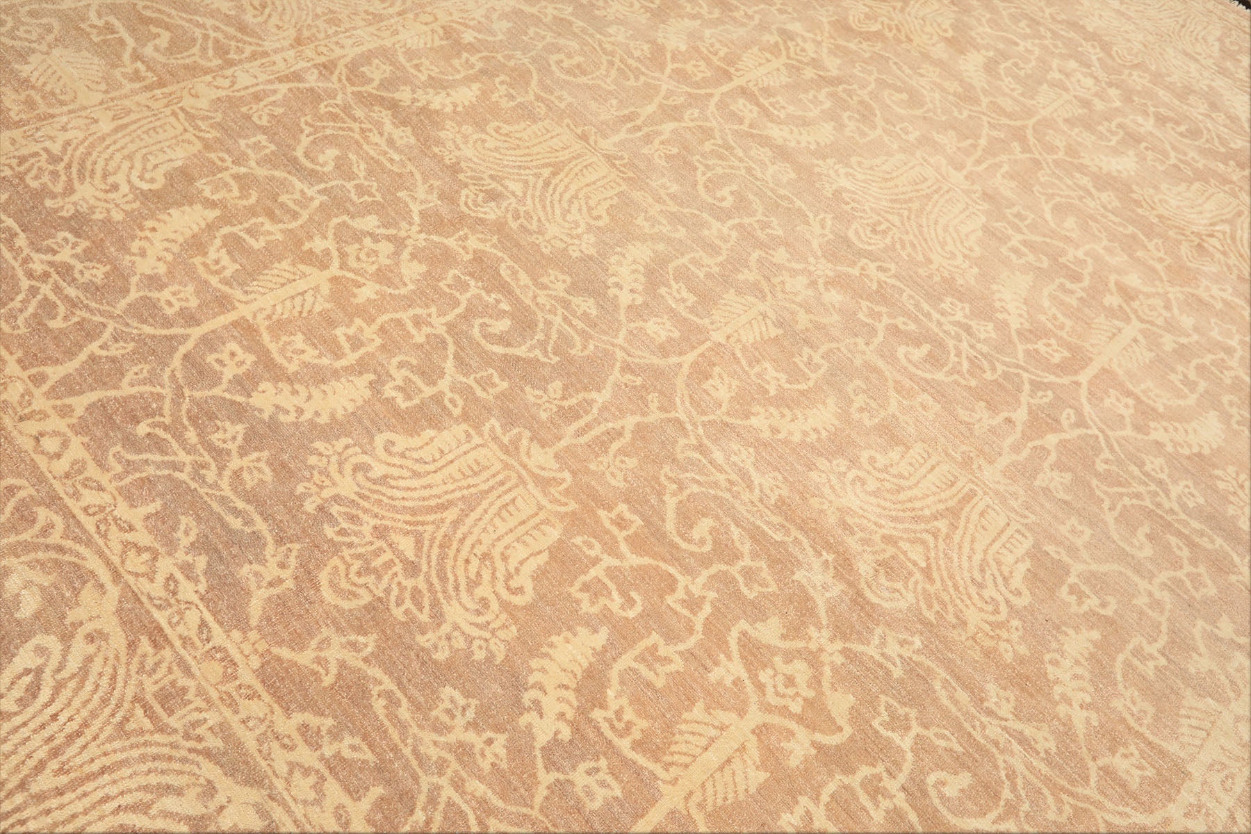 9x12 Tan, Ivory, Color Hand Knotted Peshawar Wool Transitional Oriental Rug